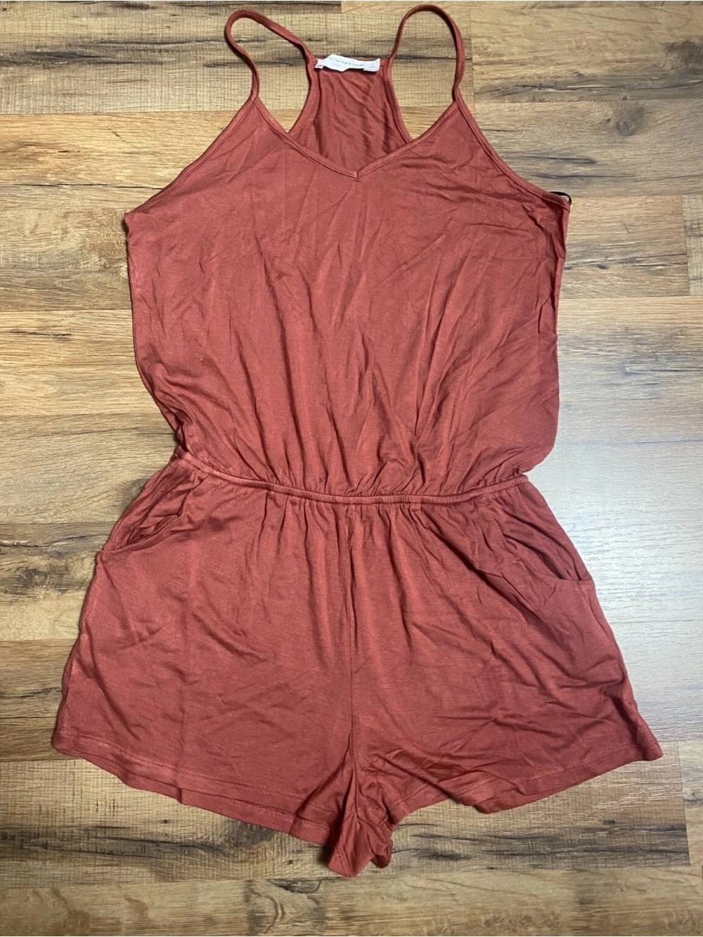 ⚡️Buckle Double Zero Brand Rust Red Spaghetti Strap Romper with Elastic Waist